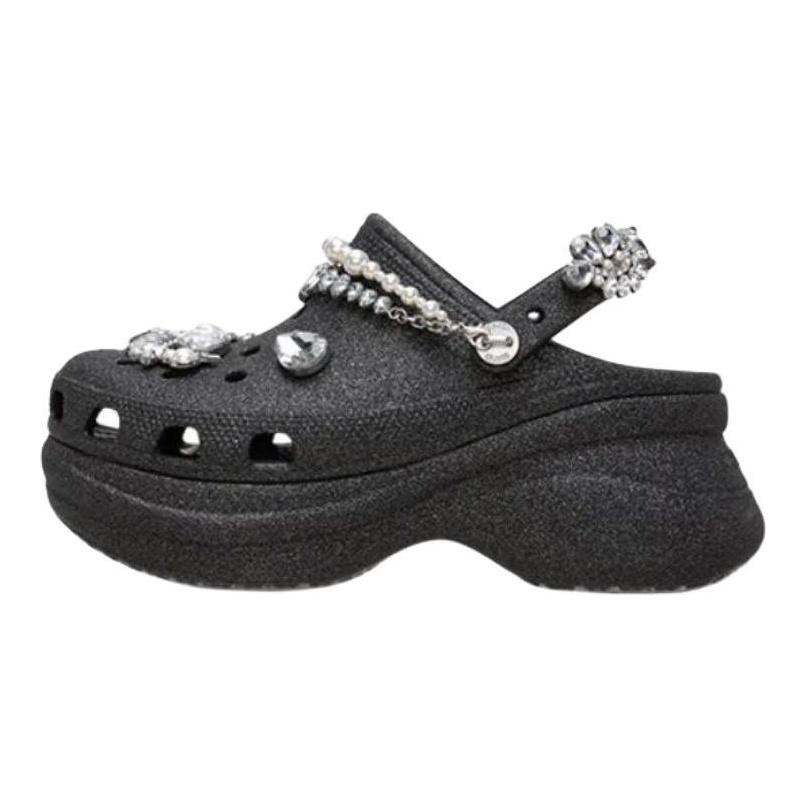 Crocs Маленький Кит Модные и Универсальные Шлепанцы Женские Черные