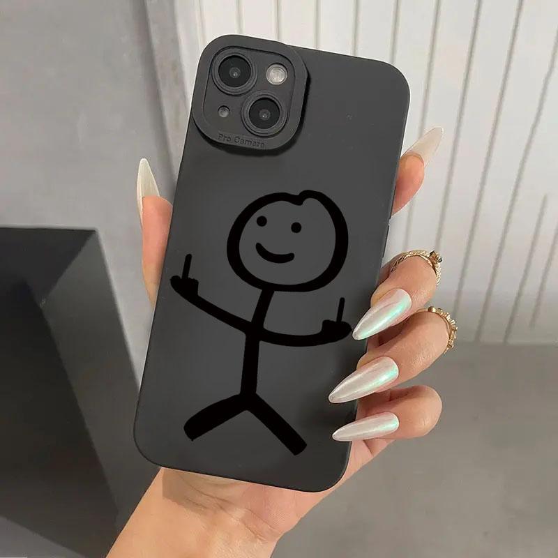 Cute Cartoon Matchman Matte Silicone Phone Case For iPhone 16 11 12 13 14 15 Pro Max XR XS X 7 8 Plus SE2 16E Soft Back Cover