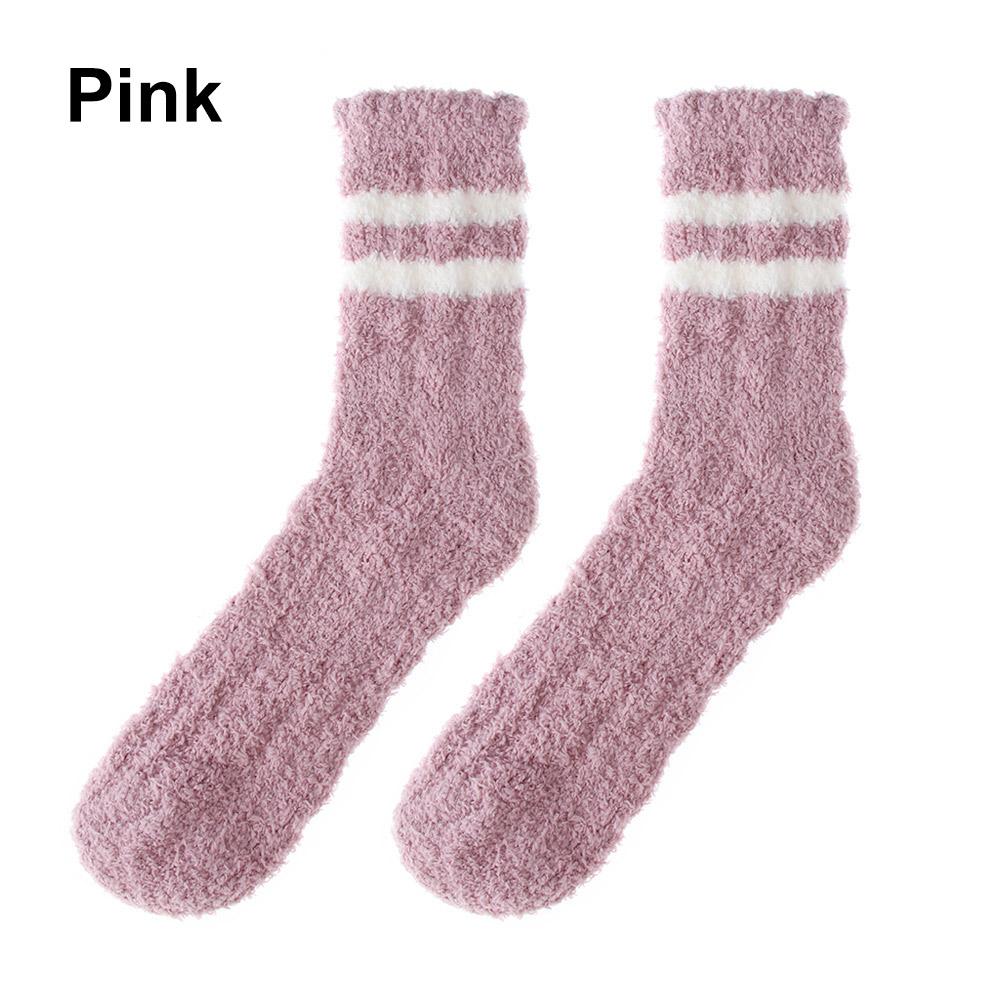 Ladies Women Soft Fluffy Bed Socks Winter Warm Stripe Sox Slipper Fleece Sock