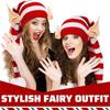 2026 Christmas Knitted Hat Winter Striped Pom-Pom Elf Ears Beanie Warm Children's and Adult Christmas Hat
