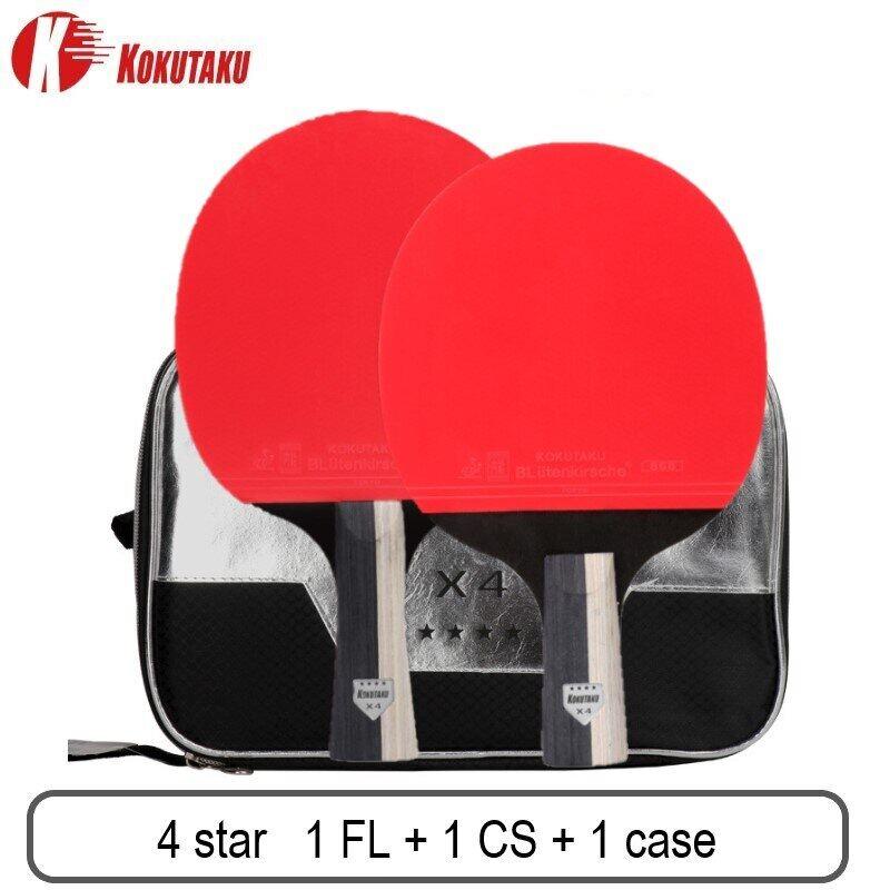 KOKUTAKU ITTF Approved Professional 4/5/6 Star Ping Pong Racket Carbon Table Tennis Racket Bat Paddle Set Pimples In Rubber with Bag