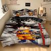 Cartoon Son Goku Pattern Bedding Quilt Set Quilt Cover Pillowcase Home Birthday Gift(1 * duvet cover + 2 * pillowcase, without core)
