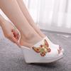Rhinestone Bow Fish Mouth Heel Large Size Sandals Waterproof Platform Roman Sandals New Style