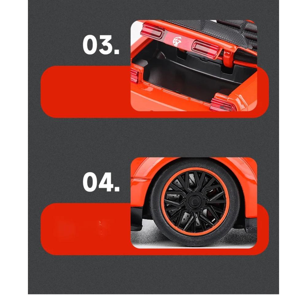 Новая модель автомобиля Dodge Challenger SRT Hellcat 2024 в масштабе 1/32, литая из металла, игрушка, машинка Diecasts со звуком и светом для детей, транспортное средство