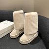White Tall Thermal Snow Boots Women's New Winter Non-slip Piled Thick-soled Cotton Shoes