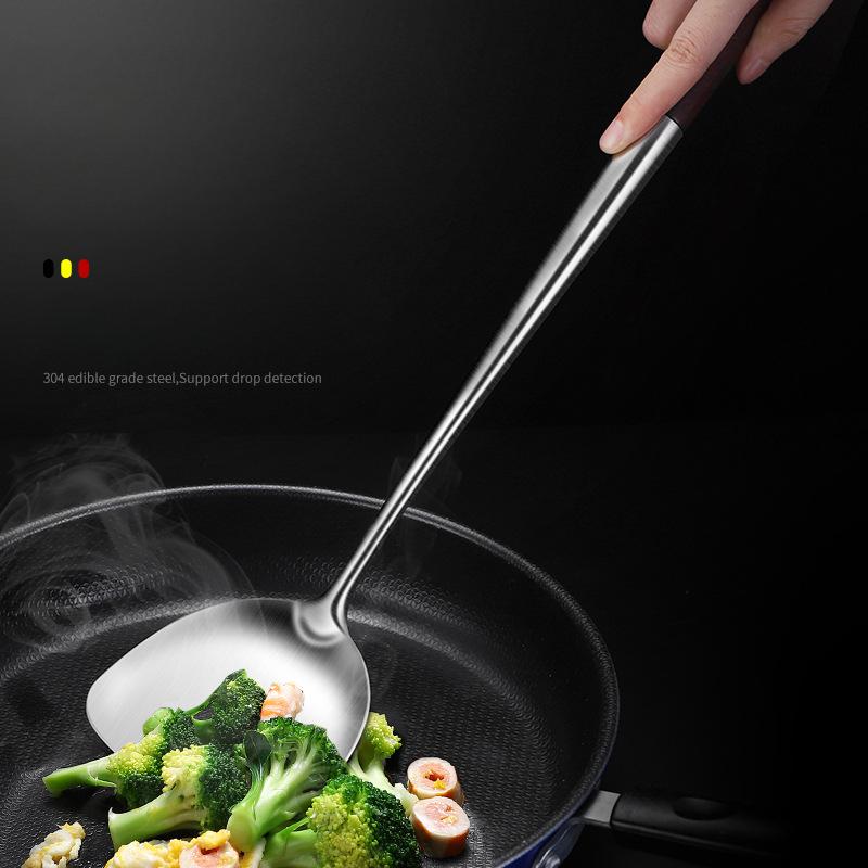 304 Stainless Steel Spatula Add Wooden Handle Stir -fry Kitchen Spoon Spoon Kitchen Supplies Kitchen Utensils