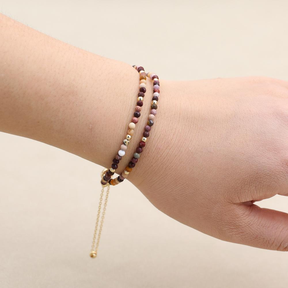 3 мм двухслойные бусины из натурального камня, браслеты-нити, магнитная пряжка, позолоченный богемный браслет-подвеска, женские ювелирные изделия