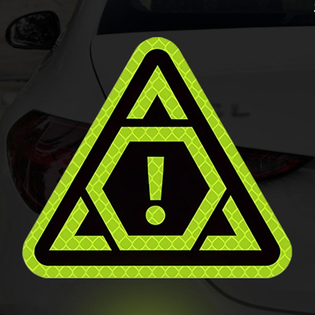Reflective Sticker, Triangular Warning Reflective Sticker, PVC, Yellow/Green, 240° Wide Angle Reflection, 4.2 x
