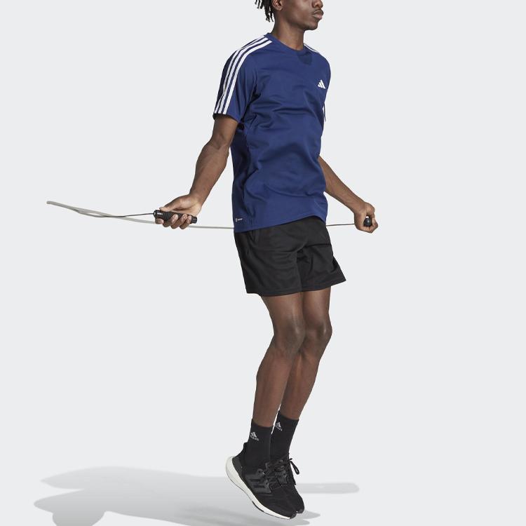 adidas Мужская футболка с коротким рукавом и круглым вырезом, Color Block, с 3 полосками, Темно-синяя IB8152