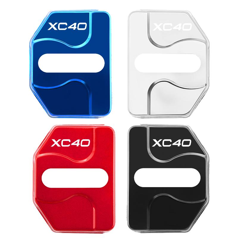 4PCS Car Emblems Door Lock Buckle Cover Protection Stickers Accessories For Volvo S90 XC60 V40 V90 XC40 XC90 V60 S60 Rdesign AWD