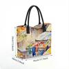  Watercolor Book Print Tote Bag Large Capacity Casual Shoulder Bag for Daily Use