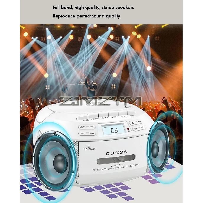 CD Cassette Player Recorder With USB/MP3 And Radios,Portable CD Tape Boombox With Remote Control,AC DC Power