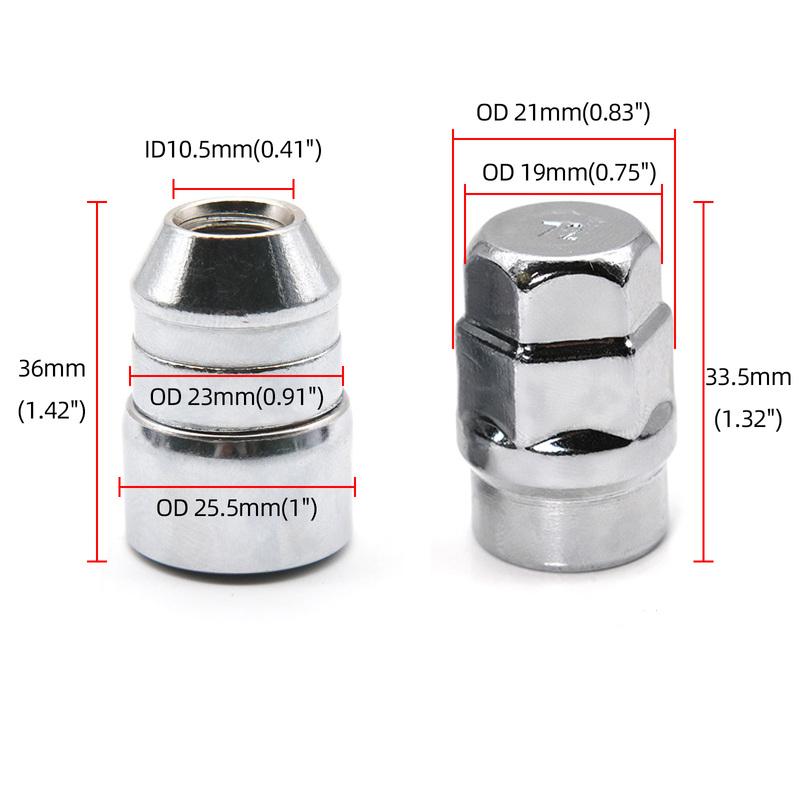 AD M12X1.5 4pcs Nuts +1 Key Closed End Anti theft Security Car Wheel Locking Nuts Wheel Rim Lock Lug Nuts High Quality Chrome