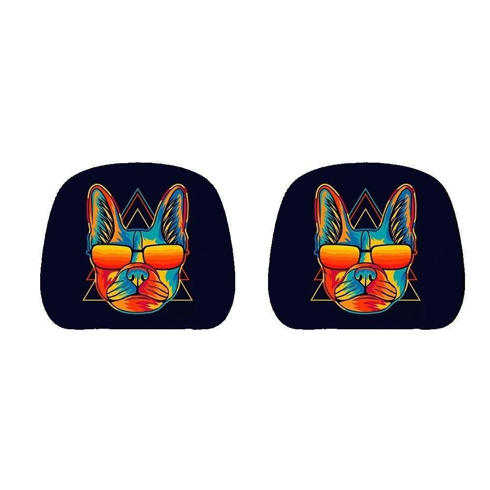 2PCS Cartoon Car Headrest Cover Print Pattern Seat Headrest Protectors  Car Seat