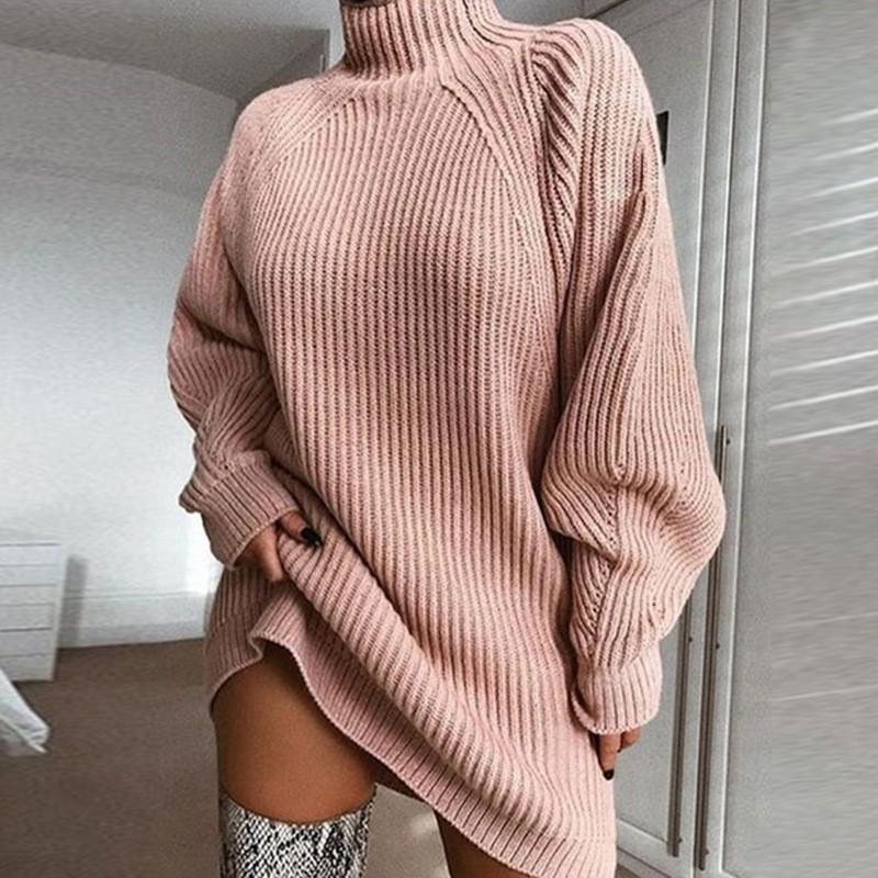 Women's Oversize Pullover High Neck Loose Casual Loose Long Sleeve Shirts Warm Long Sleeve Knitted Basic Top Tops Sweatshirt