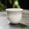 Dehua handmade suet jade relief kung fu master teacup ceramic tea cup kung fu teacup household fragrant cup