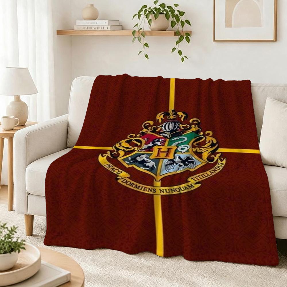 Hogwarts School Crest Flannel Blanket Comfortable Skinfriendly Fleece Blanket For Office Sofa Home Party Decor Memorial Gift