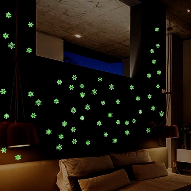 50 шт. Наклейки на стену Снег Рождественская наклейка Светящиеся в темноте Детская Спальня Дом Снежинка Светящиеся Флуоресцентные Наклейки на стену