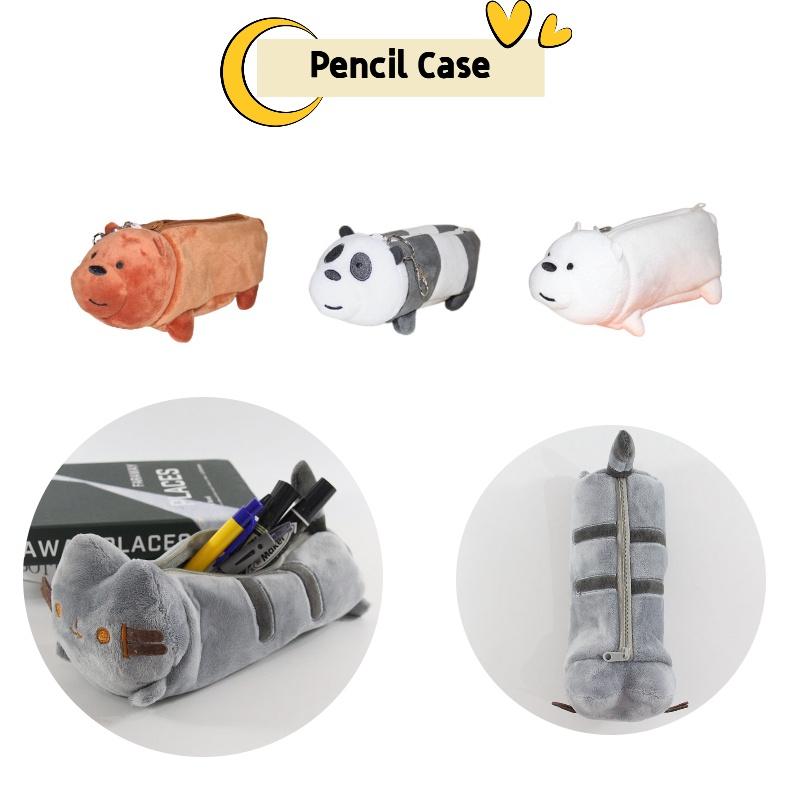 Милый плюшевый пенал в виде кошки большой вместимости для студентов и организации канцелярских принадлежностей