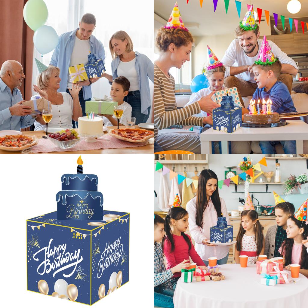 Blue Number Birthday Cash Gift Box For Event Celebrations And Party Decor