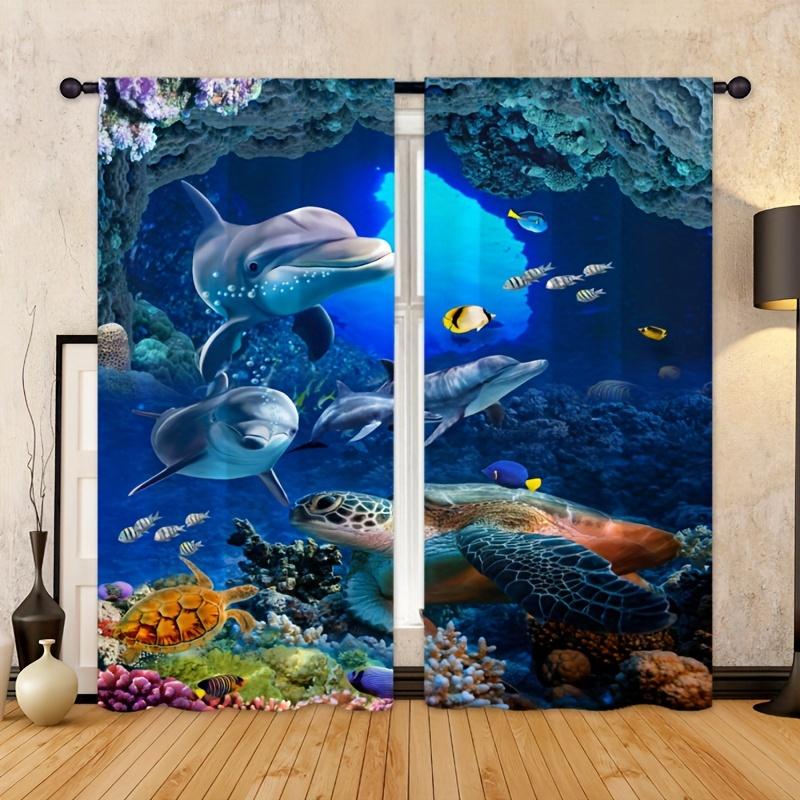 2 шт. Шторы с узором «Дельфин», декоративные шторы на окна, украшения для спальни, гостиной, домашнего декора, украшения комнаты
