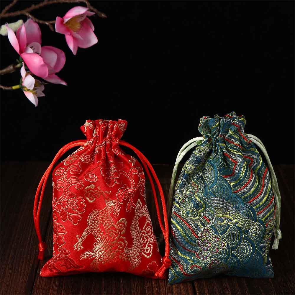 Mini Favour Gift Embroidered Party Wedding Storage Bag Pouch Satin Jewelry Packaging Bag