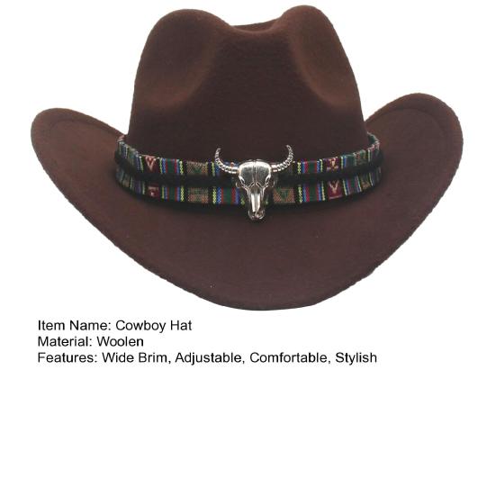 Ковбойская шляпа в стиле вестерн для мужчин и женщин с широкими полями, солнцезащитная фетровая шляпа для пляжа, шерстяная фетровая шляпа для ковбойши с регулируемым ремешком