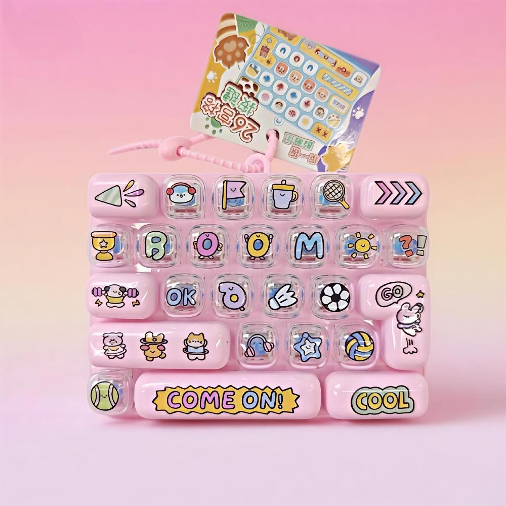 Cartoon Mechanical Fidget Keyboard Clear Key Sounds Fingertip Button Key Ring Party Favor