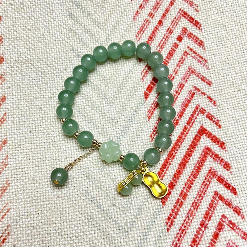 Модный изысканный браслет из искусственного нефрита с бусинами для женщин, китайский стиль, арахисовый кулон, браслет, цепочка на запястье, ювелирные изделия, подарки