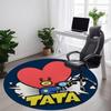 1 шт. Коврик для офиса BT21 с персонажем Tata, круглый - Идеально подходит для декора офиса или кабинета, можно стирать в машине, нескользящая основа, декоративный коврик для пола