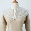 Linbaiway Double Layers Fake Collars Shawl Girls Hollow Out Removable Shirt Detachable Collar Women Lapel Blouse Lace-Up Scarf