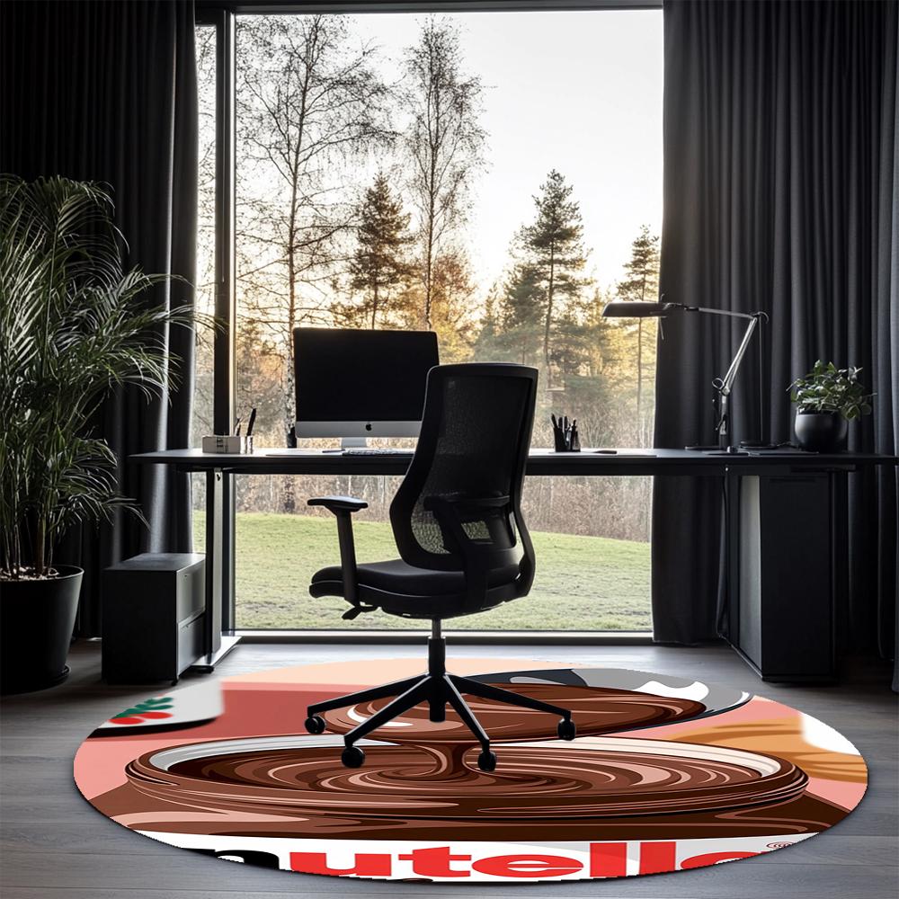 Nutella Printed Round Rug Carpet Chair Rug Area Rug Entryway Doormats,for Office Chair Living Room Bedroom Kitchen Room.