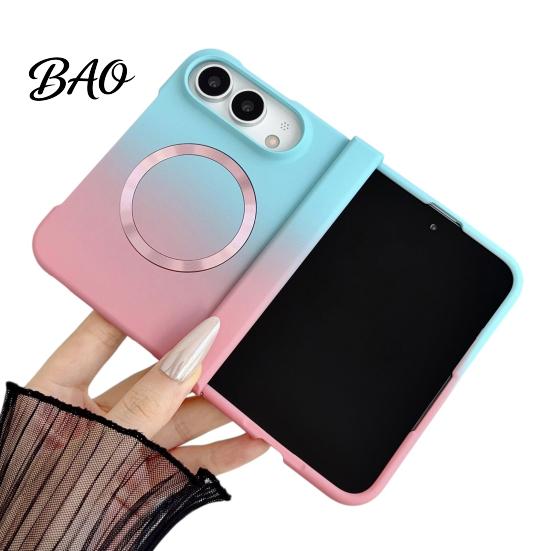 Scratch Resistant Lens Guard Case Magnetic for iPhone, Gradient Skin-like Protective Cover with Built-in Ring Phone Foldable Phones And Hinge
