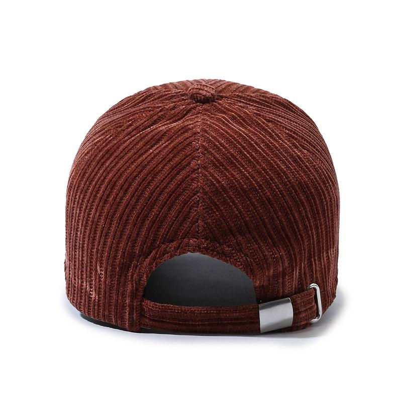Hat Men and Women Autumn and Winter New Striped Ins Tide Letter R Baseball Cap Corduroy Duck Tongue Cap