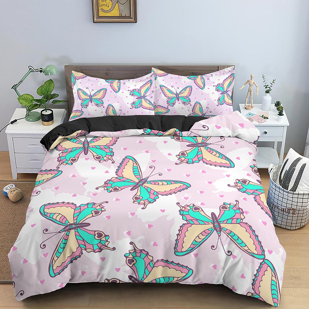 3D Dreamy Night Galaxy Purple Butterfly Printed Purple Flying Duvet Cover Комплект постельного белья для детей, девочек, подростков, взрослых, 3 пододеяльника