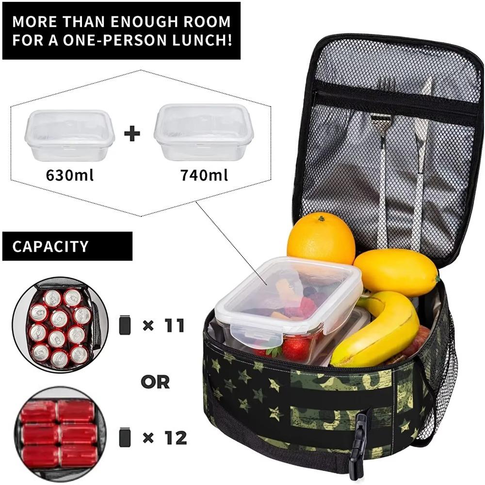 Камуфляжный ланч-бокс с американским флагом, камуфляжные термосумки для ланча для женщин, мужчин, девочек, мальчиков, ланч-бокс с отстегивающейся ручкой, сумка-тоут для еды