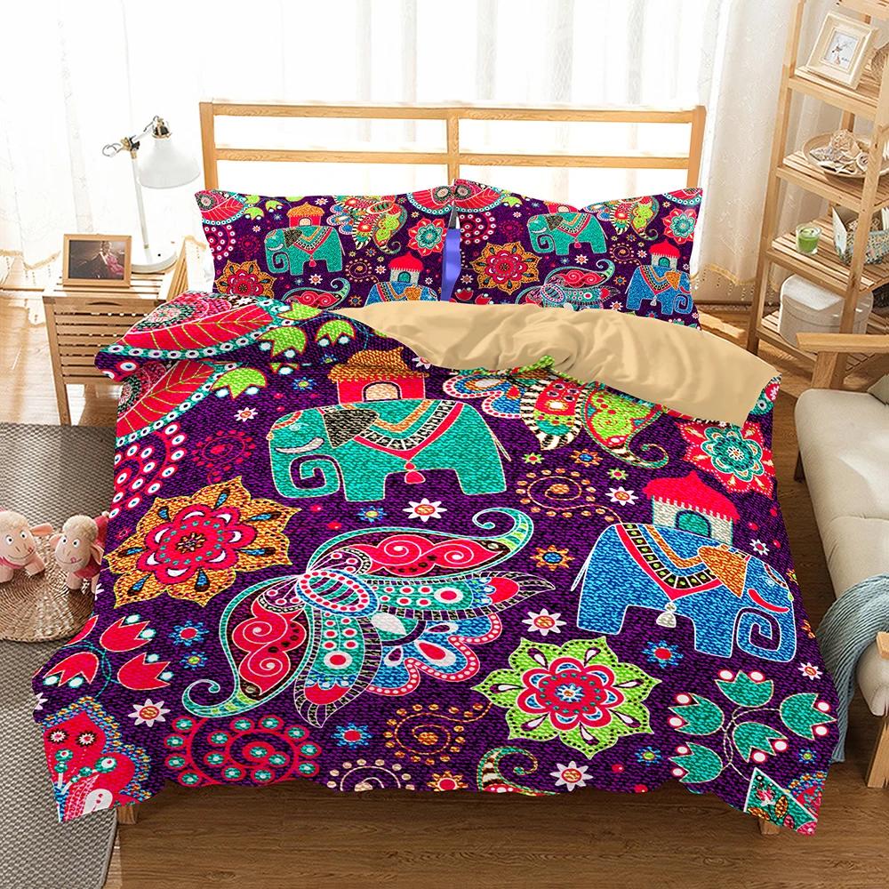 Quilt Cover Set Mandala 100% High Quality Home Textile Bedding Set Queen Size Double Bed Linens Chinese Duvet Cover Set Luxury