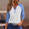 Жен. Футболка Футболка с принтом Пуговицы Рукав 3/4 Рукав реглан Повседневные Выходные Мода Классический V-образный вырез Обычный Топ