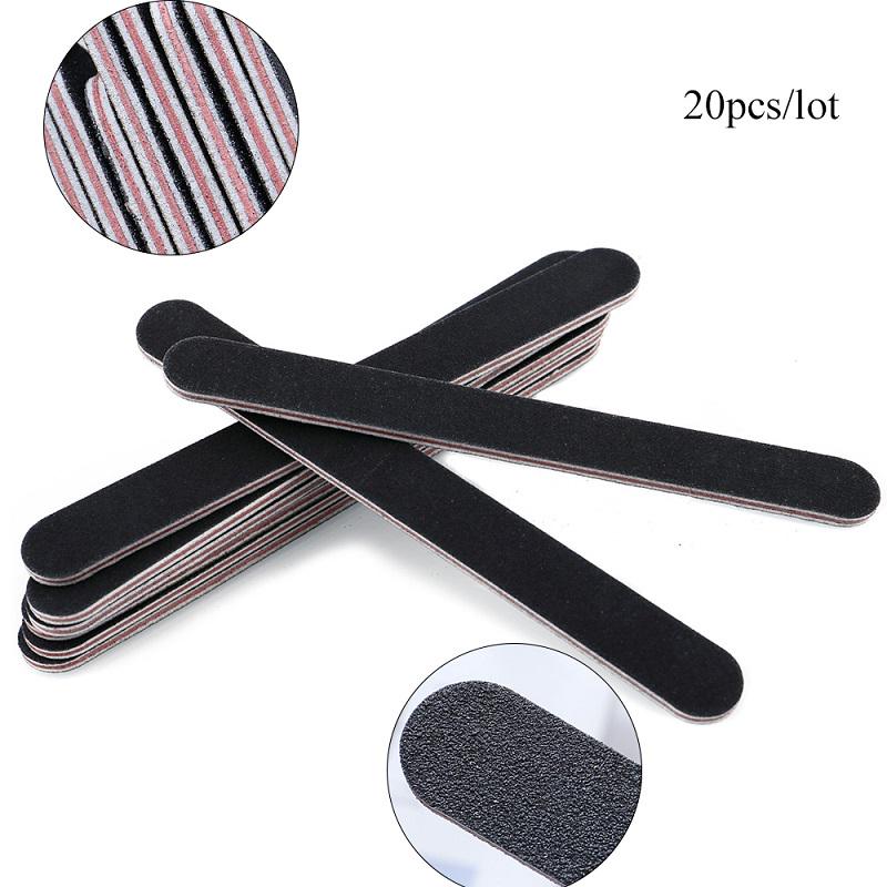 Пилочка для гелевых ногтей, 20 шт., 100/180, маникюрный буфер, двусторонний набор инструментов для ногтей de limas