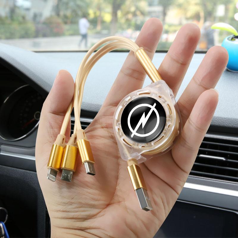 AAAYT1 Car Quick Charger Micro USB Type-C 3-in-1 Fast Charging Cable For Opel Astra Grandland Corsa Mokka Frontera Insignia Zafira
