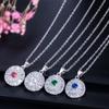 WWJ Delicate Silver Color Zirconia Round Pendant Necklace and Earrings Set