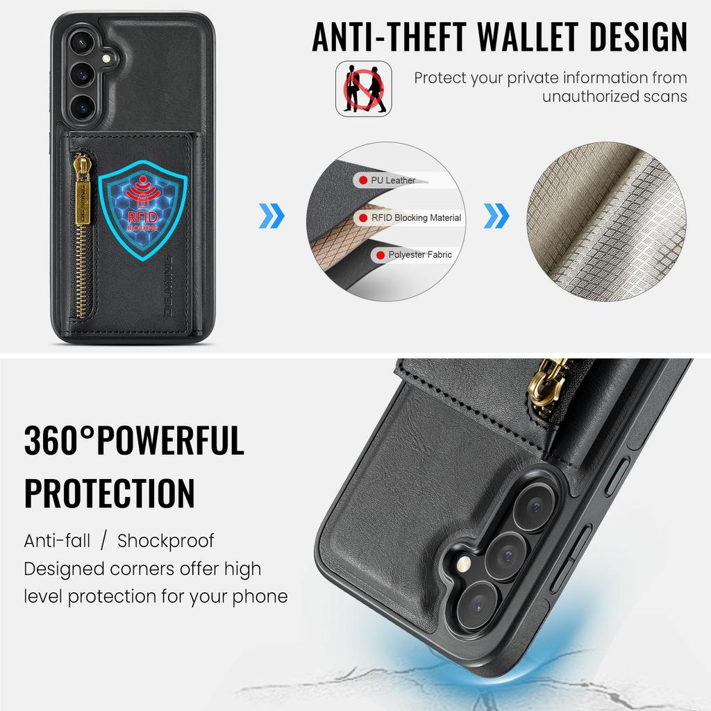 DG.MING M5 Series For Samsung Galaxy S25 FE Case Detachable Magnetic Leather Phone Cover with Card Slots