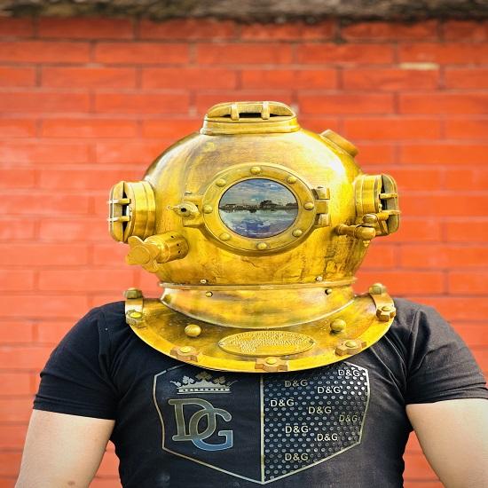 Морской водолазный шлем Mark V Marine Scuba Полностью пригодный для носки водолазный шлем Водолазный шлем ВМС США Домашний офис Декоративный элемент.