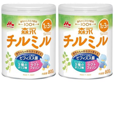 Молочко для последующего кормления Morinaga Chill Mill 800 г, упаковка из 2 банок, для возраста примерно 1-3 лет (можно использовать с 9 месяцев) порошкообразные бифидобактериальные олигосахариды