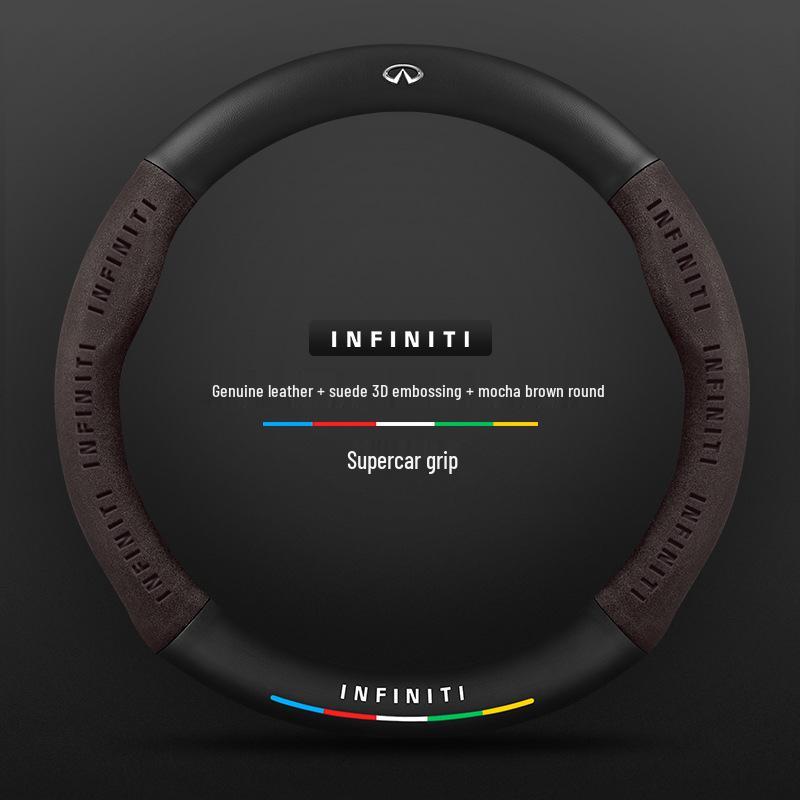Infiniti Special Car Steering Wheel Cover - Genuine Leather, Suede, Carbon Fiber, Universal, Breathable, All-Season