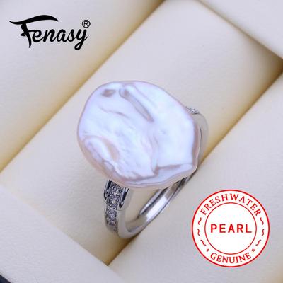 Большие барочные натуральные пресноводные жемчужные кольца для женщин, модное женское кольцо с кубическим цирконием, большой жемчуг, подарок на день рождения