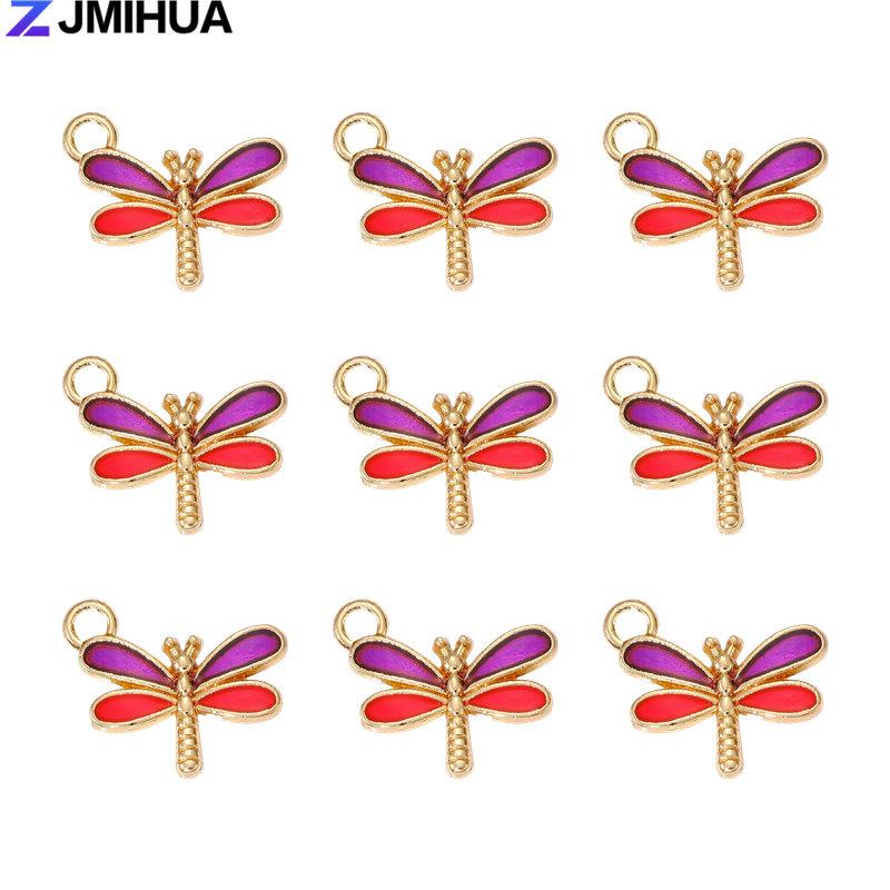 15PCS Enamel Colorful Dragonfly Charms Pendant Supplies For DIY Handmade Earrings Bracelets Jewelry Making Findings Accessories
