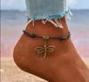 Модный кожаный веревочный популярный браслет на щиколотку с завязками в форме стрекозы для женщин в богемном стиле, подарок, 1 шт., аксессуары