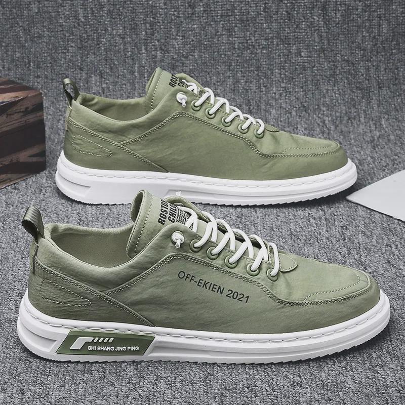 Men's Spring Breathable Ice Silk Deodorant Canvas Shoes - Trendy Low-Top All-Match Style