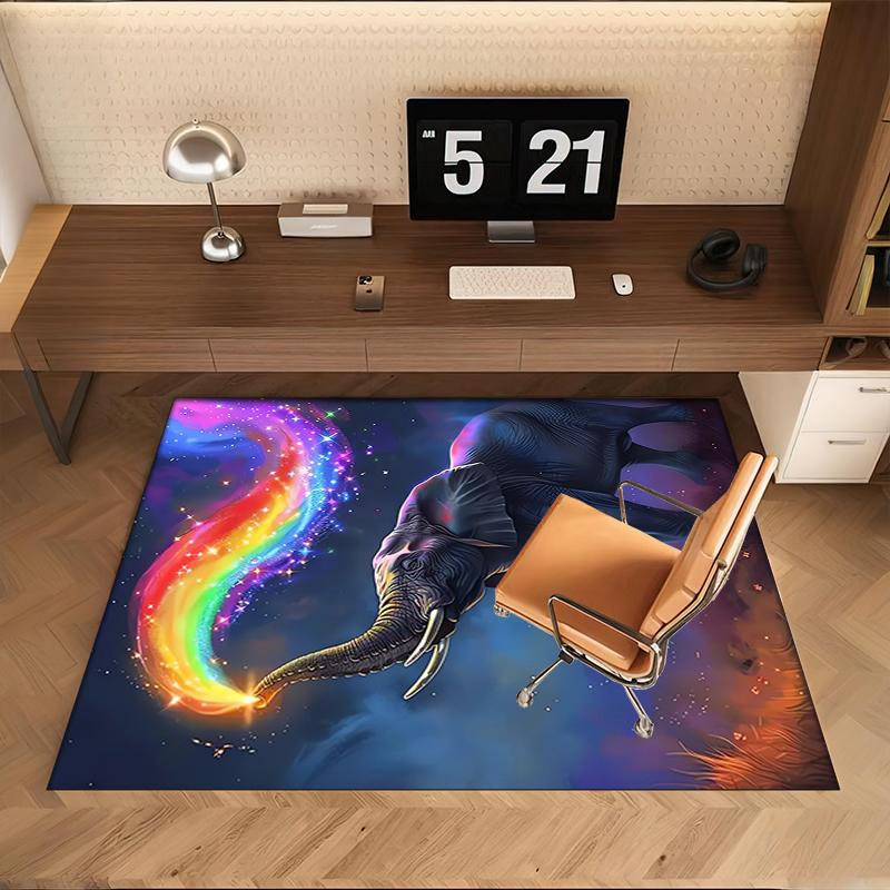 1Pc elephant theme Printed circular carpet, home door mat, outdoor travel protection carpet B5
